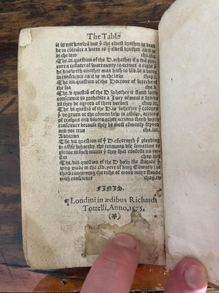 2 Books, Bound as 1 - 1. Magna Charta, cum statutis, tum antiquis, tum recentibus, maximopere, animo tenendis nunc demum ad unum, tipis aedita, per Richardum Tottell. / 2. The Dialoges in Englishe, between a Doctor of Divinitie, and a Studen in the lawes of Englande, newly corrected and inprynted with new addicions.