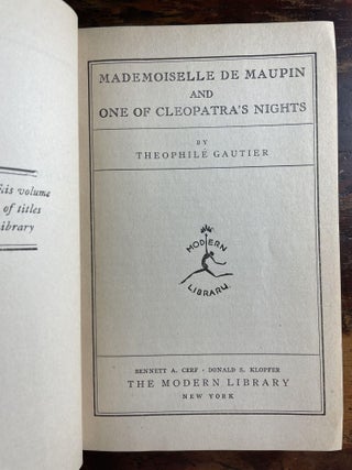 Mademoiselle De Maupin and One of Cleopatra's Nights