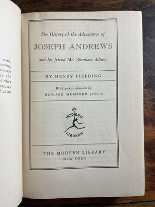 The History of the Adventures of JOSEPH ANDREWS and his friend Mr. Abraham Adams