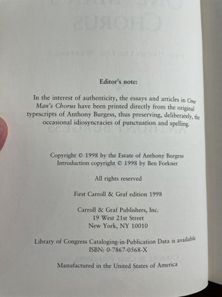 One Man's Chorus: The Uncollected Writings