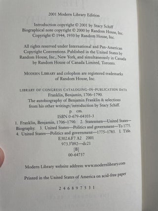 The Autobiography of Benjamin Franklin & Selections From His Other Writings