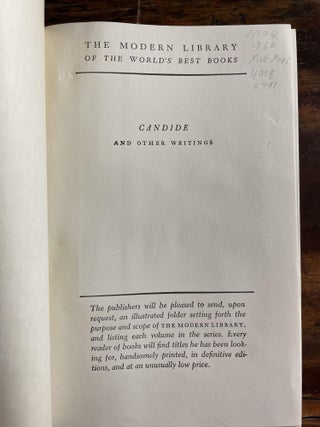 Candide and Other Writings