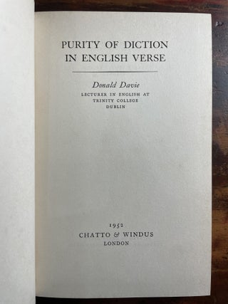 Purity of Diction in English Verse