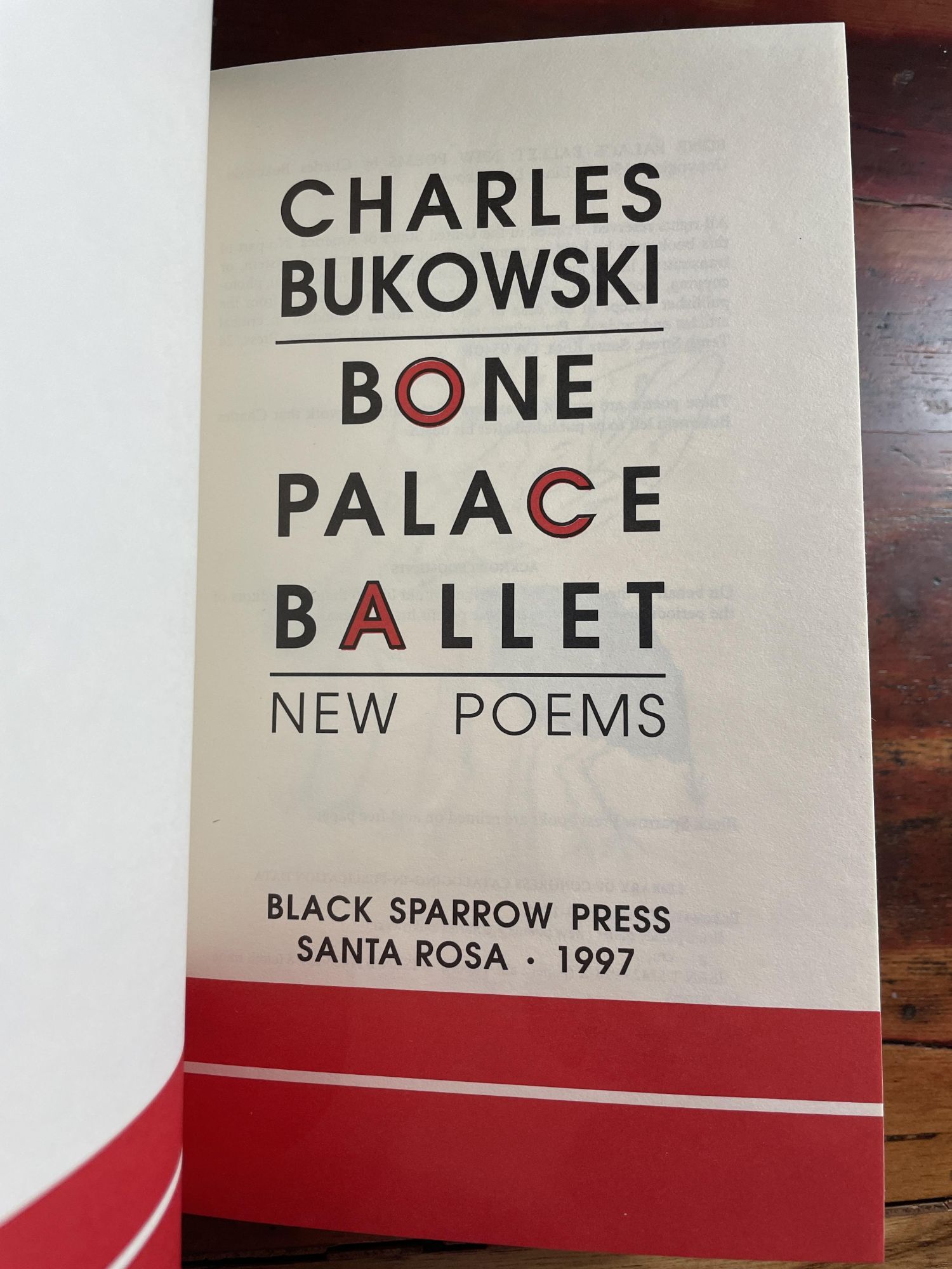 Bone Palace Ballet: New Poems | Charles Bukowski | First Edition