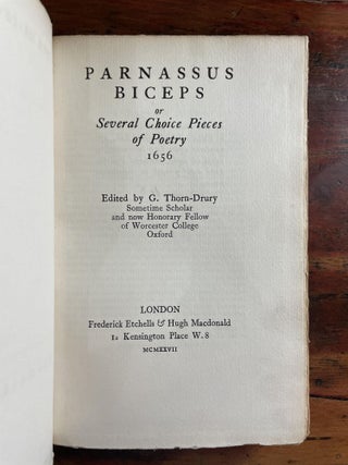 Parnassus Biceps or Several Choice Pieces of Poetry 1656