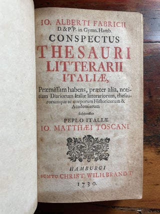 Item #5467 Conspectus Thesauri Litterarii Italiæ, Præmissam Habens, Præter alia Notitiam...
