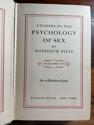 Studies in the Psychology of Sex; Vol IV