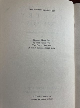 Recent Poetry 1923-1933