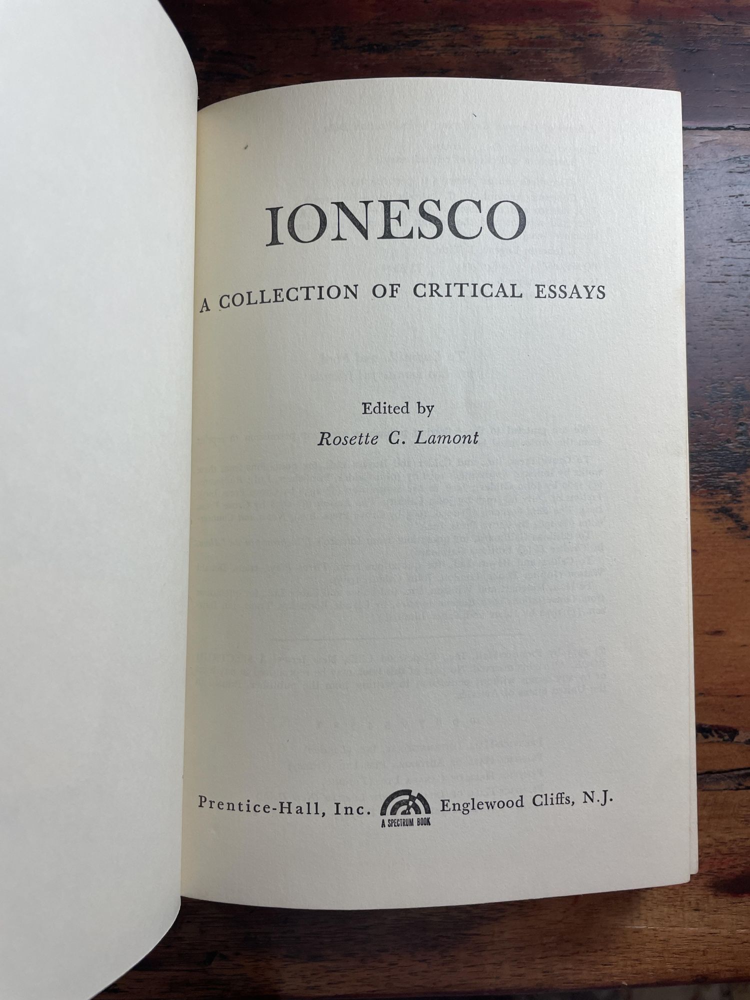 Ionesco: A Collection of Critical Essays
